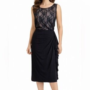American Living Black Lace Sheath Dress Women’s 16 Cocktail Party Side Ruched